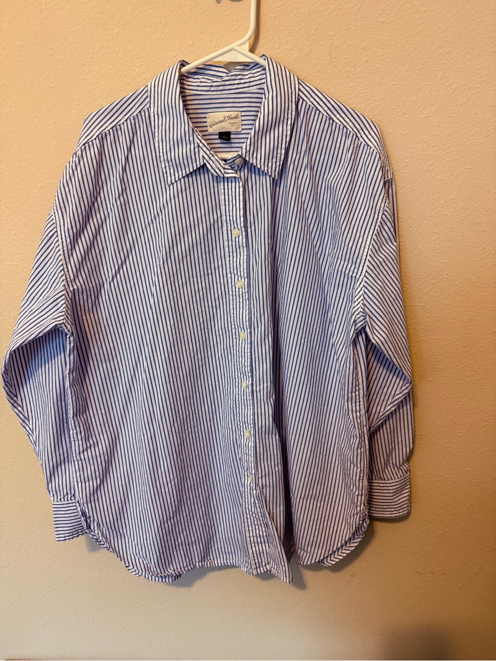 Universal Thread Blue and White Striped Button-Down Shirt